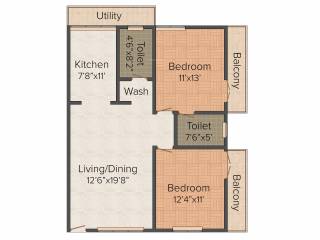 Anubhava Ishwerya Mayflower (2BHK+2T (1,160 sq ft) 1160 sq ft)