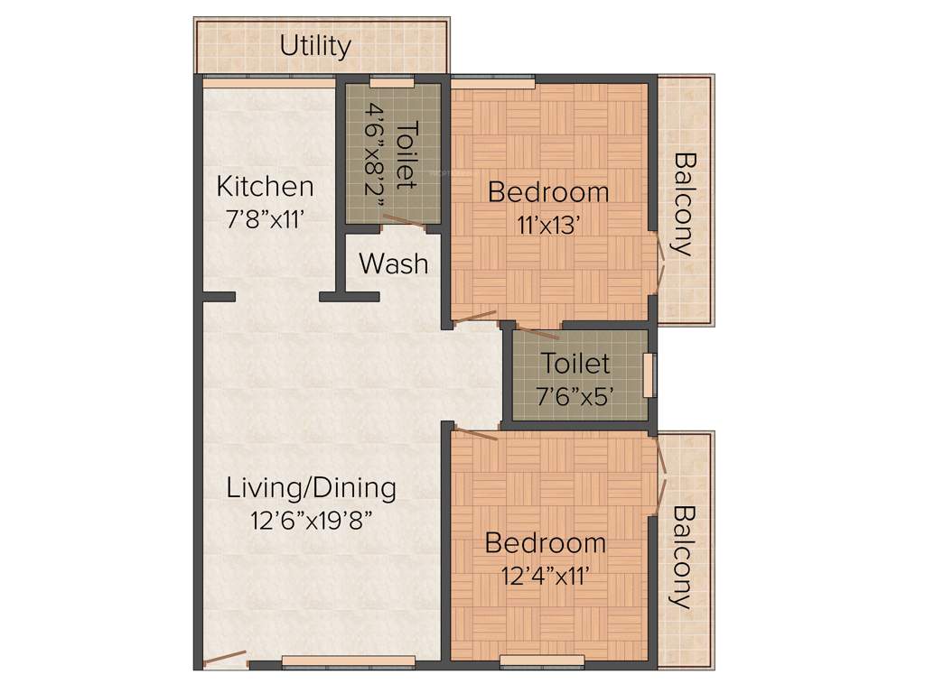 Anubhava Ishwerya Mayflower (2BHK+2T (1,160 sq ft) 1160 sq ft)