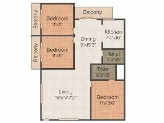 Anubhava Ishwerya Mayflower (3BHK+2T (1,500 sq ft) 1500 sq ft)