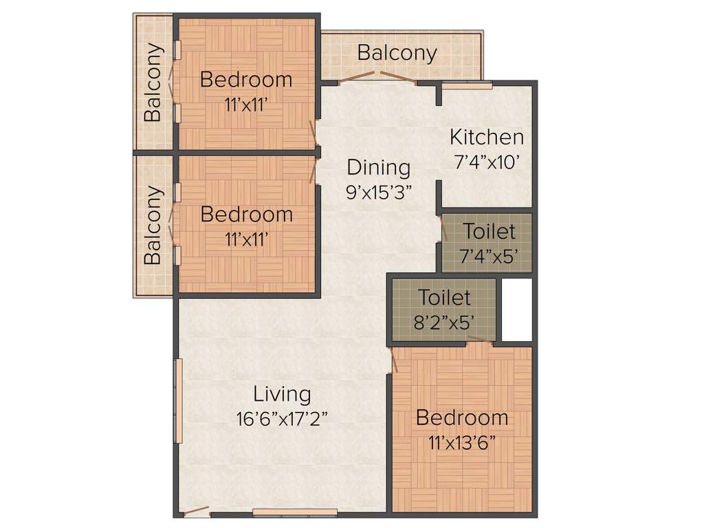 Anubhava Ishwerya Mayflower (3BHK+2T (1,500 sq ft) 1500 sq ft)