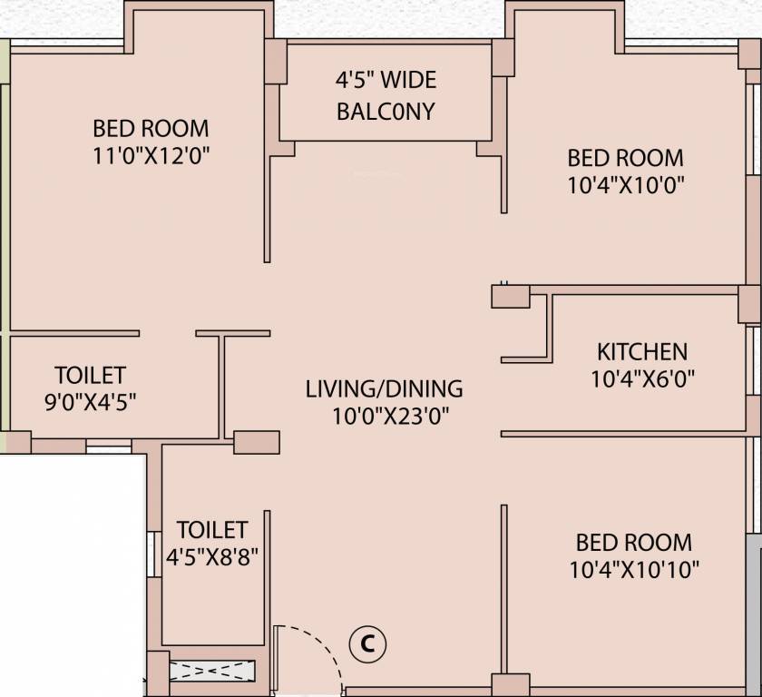 Unimark Merlion (3BHK+2T (1,203 sq ft) 1203 sq ft) Unimark Merlion (3BHK+2T (1,203 sq ft) 1203 sq ft)