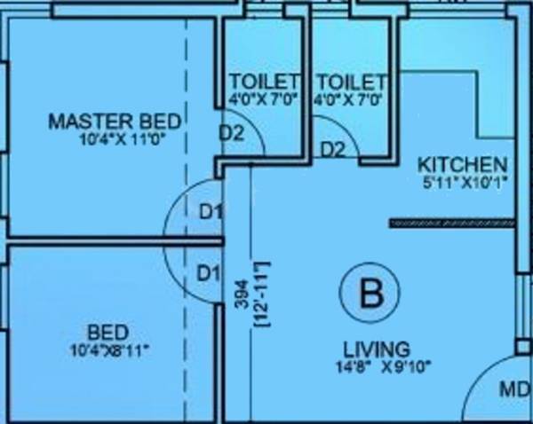 Victoria Saidhaan Richdale (2BHK+2T (746 sq ft) 746 sq ft)