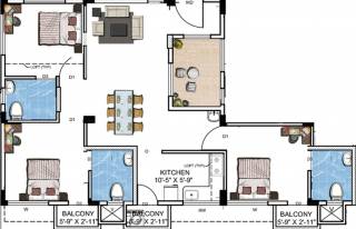 Victoria Saidhaan Enclave (3BHK+3T (1,033 sq ft) 1033 sq ft)