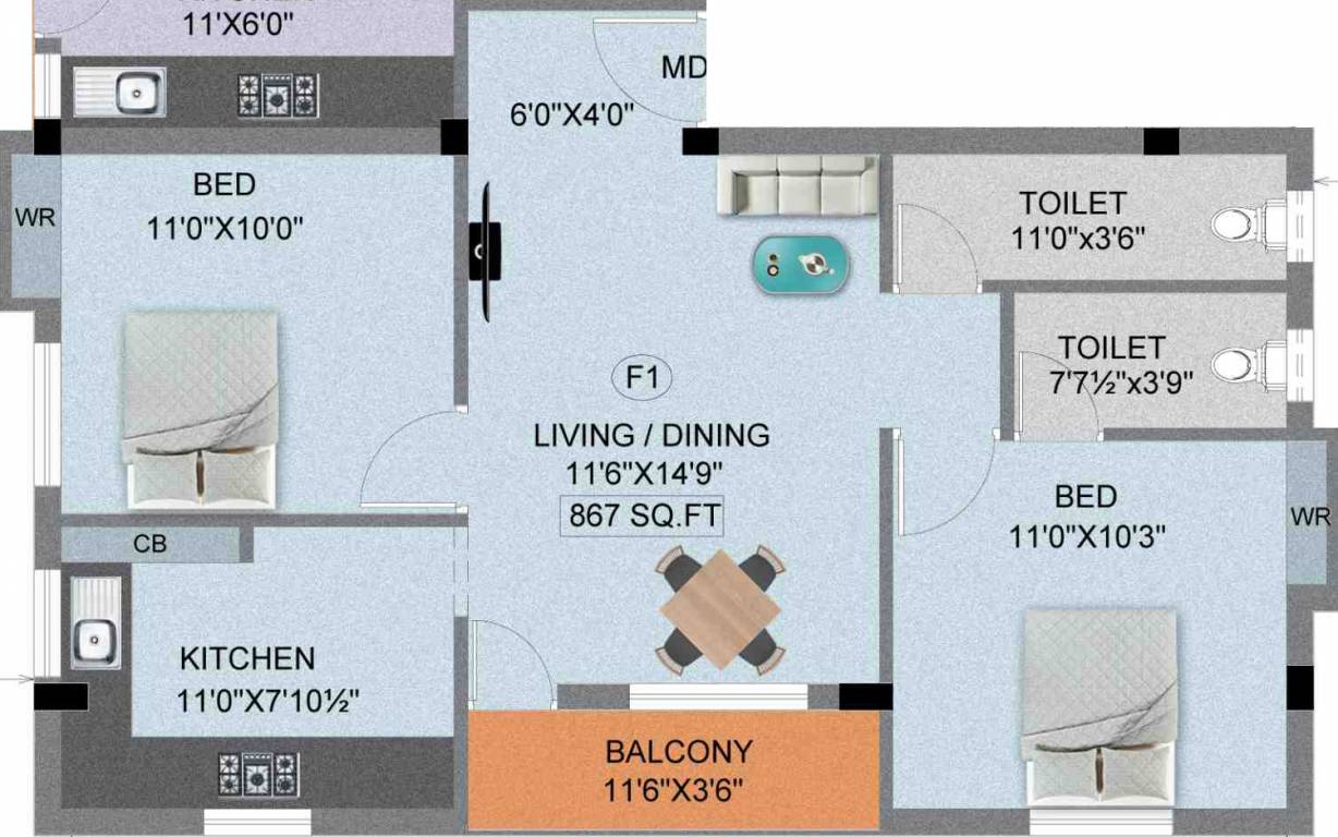 Madhuri Sabari Flats (2BHK+2T (867 sq ft) 867 sq ft) Madhuri Sabari Flats (2BHK+2T (867 sq ft) 867 sq ft)