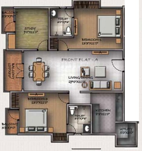 Sumanth Sreshta Anugraha (2BHK+2T (1,382 sq ft)   Study Room 1382 sq ft)