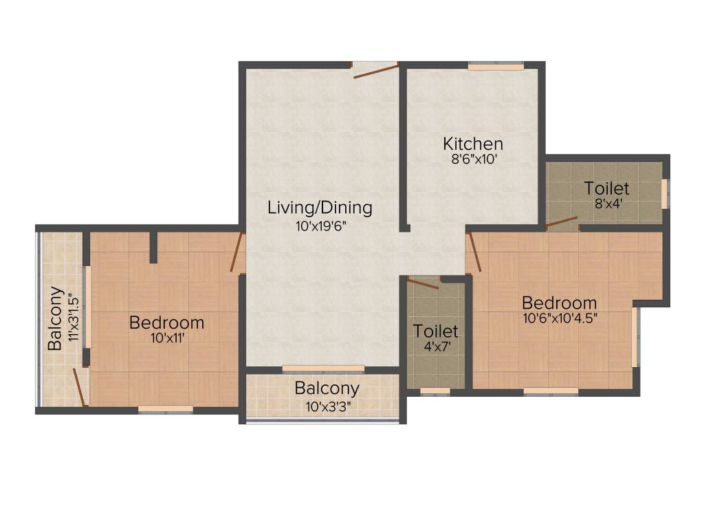 Jeni Joel Galaxy (2BHK+2T (878 sq ft) 878 sq ft)