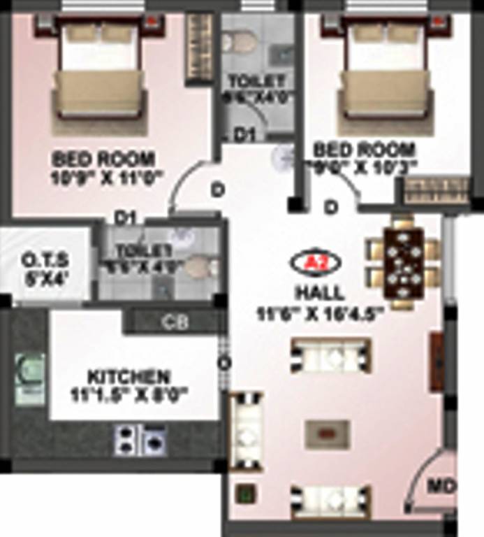 GV Adithi (2BHK+2T (760 sq ft) 760 sq ft) GV Adithi (2BHK+2T (760 sq ft) 760 sq ft)