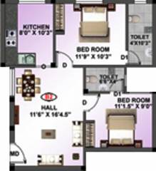 GV Adithi (2BHK+2T (780 sq ft) 780 sq ft)