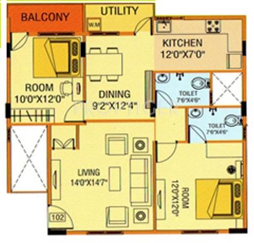 Sumo Krupa Temple (2BHK+2T (1,200 sq ft) 1200 sq ft)