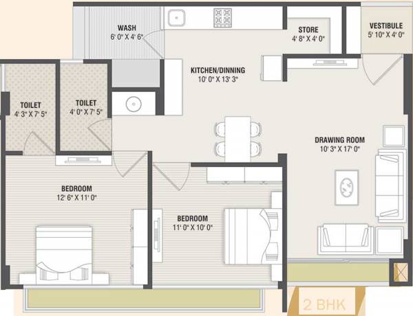 DB Diwali Elegance (2BHK+2T (1,278 sq ft) 1278 sq ft)
