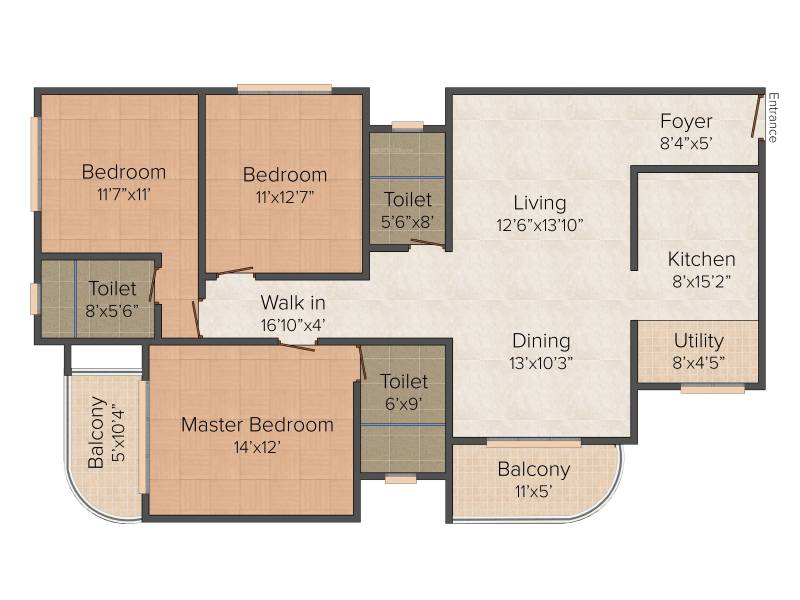 Prestige Downtown (3BHK+3T (1,753 sq ft) + Pooja Room 1753 sq ft)
