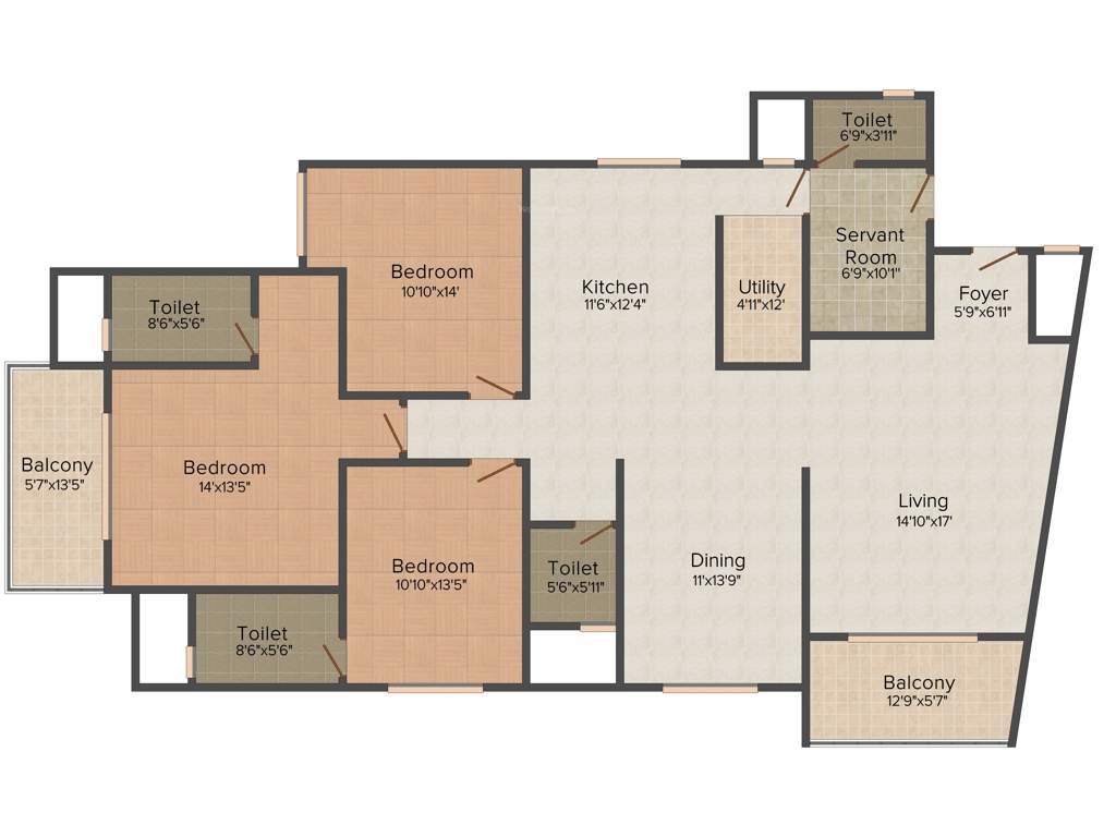 Vaswani Exquisite (3BHK+3T (2,310 sq ft) + Servant Room 2310 sq ft)