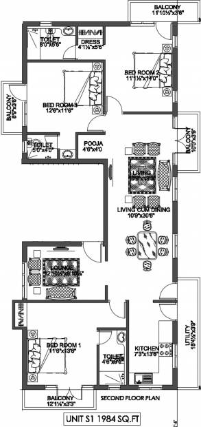 ILB Ramesh Homes Sri Sai Krishna (3BHK+3T (1,984 sq ft) + Pooja Room 1984 sq ft)