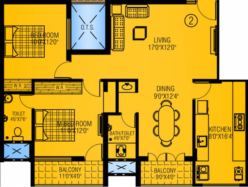 White Gateway (2BHK+2T (1,165 sq ft) 1165 sq ft)