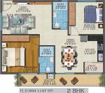 Estella Maple Square A (2BHK+2T (1,147 sq ft) 1147 sq ft)
