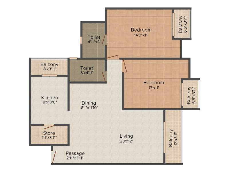 SSG Shivraj Residency (2BHK+2T (1,386 sq ft) 1386 sq ft)