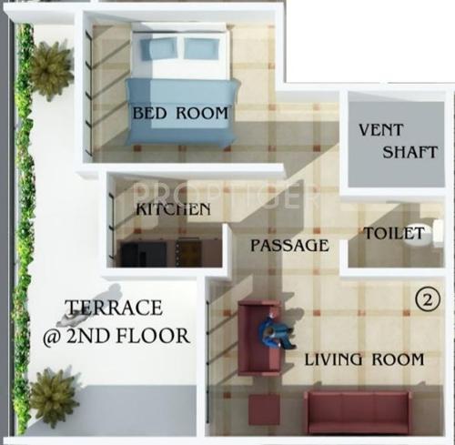 Floor Plan (1BHK+1T) Happy Home Group Mumbai Nehaj Apartments Floor Plan (1BHK+1T)