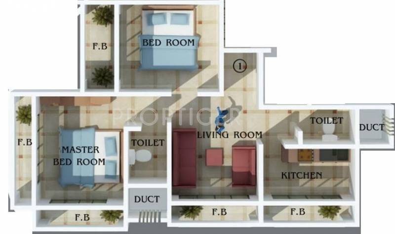 Happy Home Group Mumbai Nehaj Apartments Floor Plan (2BHK+2T)