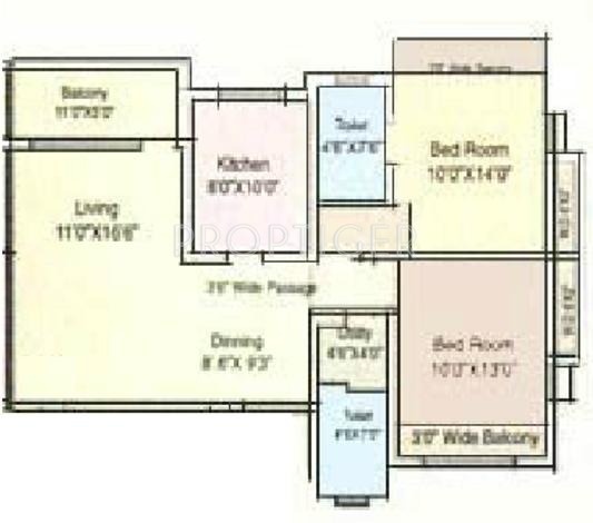 Vikas Palms (2BHK+2T (1,095 sq ft) 1095 sq ft)