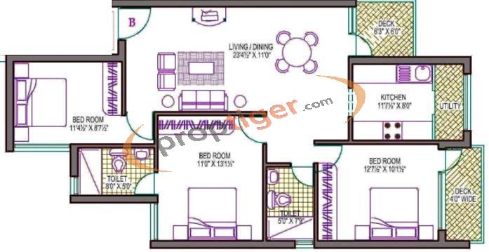 Vasavi Majestica (3BHK+2T (1,297 sq ft) 1297 sq ft)