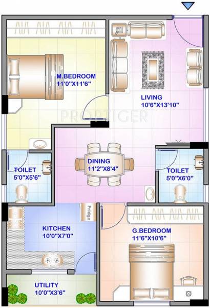 ISR Sukriti (2BHK+2T (913 sq ft) 913 sq ft)