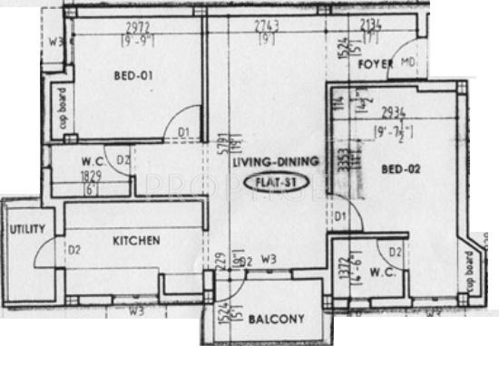 ABI Lilac (2BHK+2T (850 sq ft) 850 sq ft)