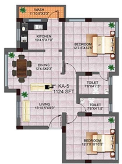Kosalram Adonia (2BHK+2T (1,124 sq ft) 1124 sq ft) Kosalram Adonia (2BHK+2T (1,124 sq ft) 1124 sq ft)