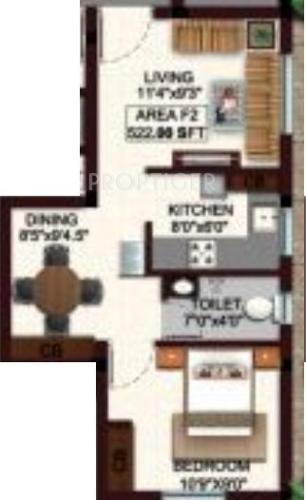 Aaditi Aaradana (1BHK+1T (522 sq ft) 522 sq ft)