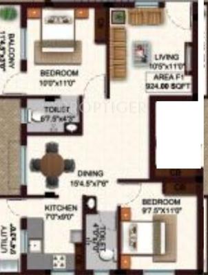 Aaditi Aaradana (2BHK+2T (881 sq ft) 881 sq ft)