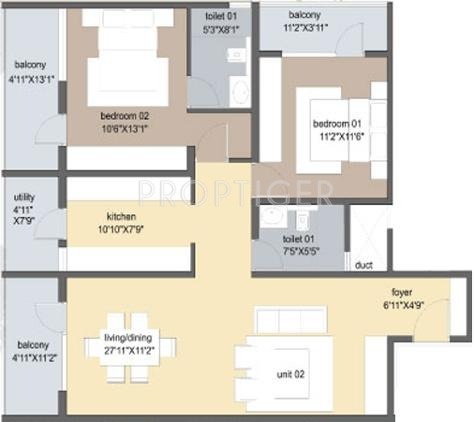 Axis Tuscan Terraces (2BHK+2T (1,460 sq ft) 1460 sq ft)