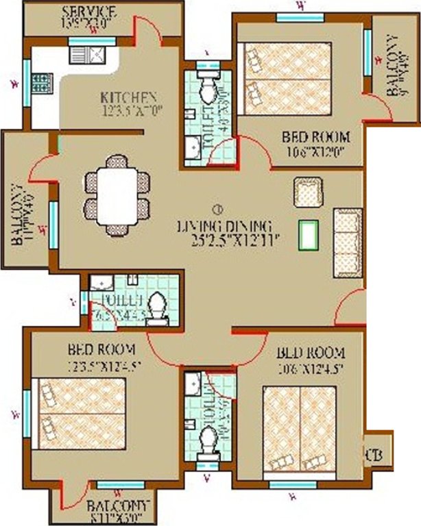 Rajni Bliss (3BHK+3T (1,490 sq ft) 1490 sq ft)