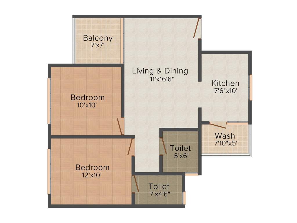 Shafalya Aurum Sky (2BHK+2T (1,215 sq ft) 1215 sq ft)