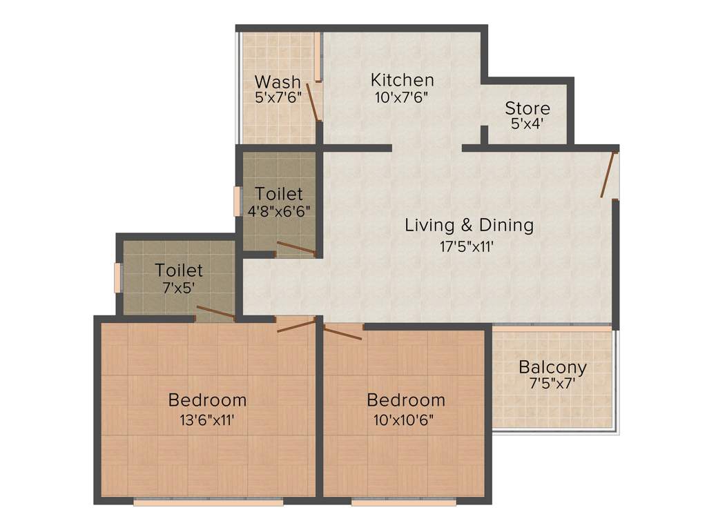 Shafalya Aurum Sky (2BHK+2T (1,260 sq ft) 1260 sq ft)