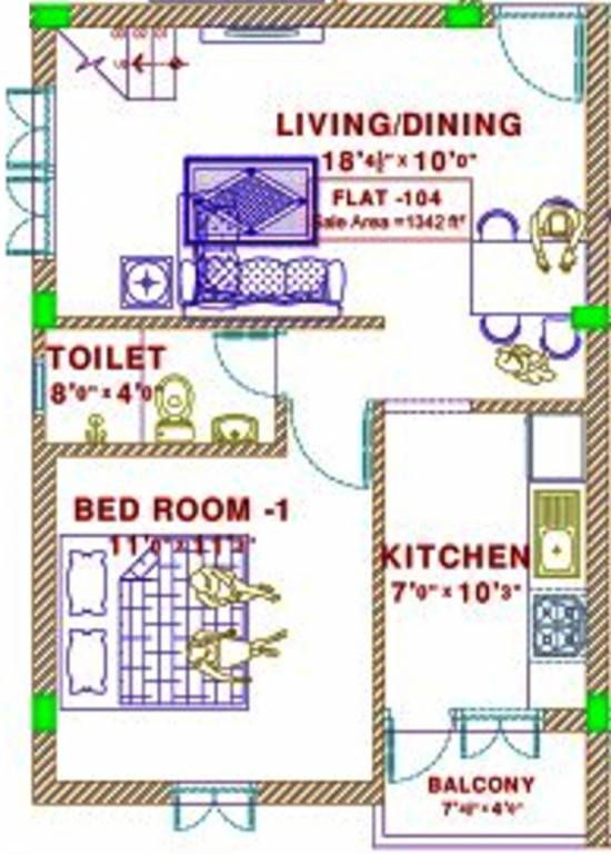 Bamana Lotus (3BHK+3T (1,342 sq ft) 1342 sq ft)