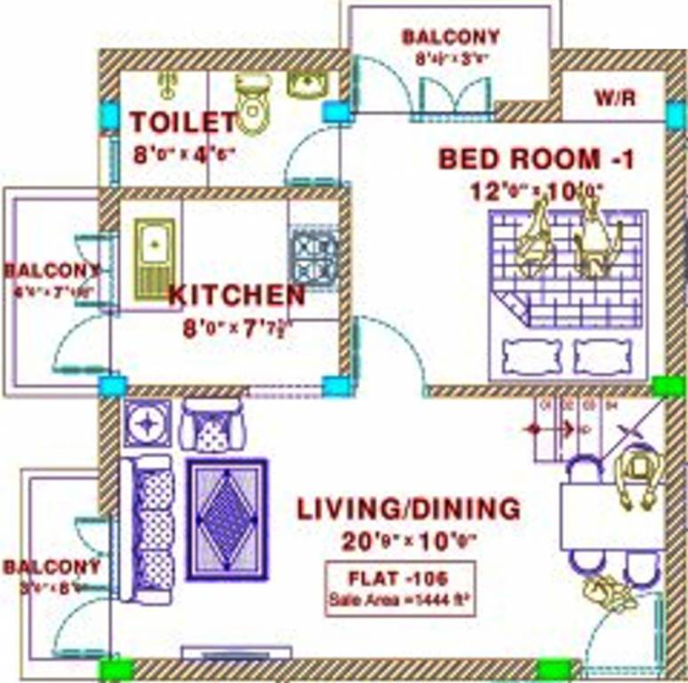 Bamana Lotus (3BHK+3T (1,444 sq ft) 1444 sq ft)