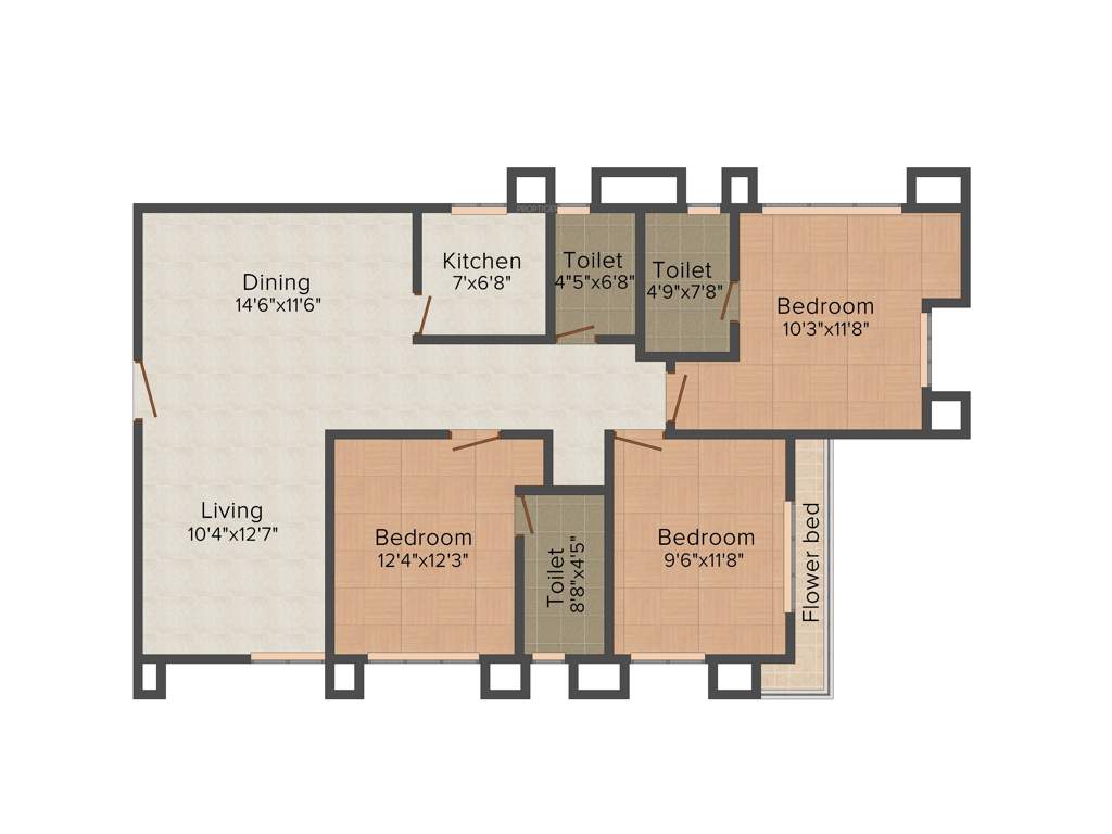 Ecoprime Edifice (3BHK+3T (1,638 sq ft) 1638 sq ft)