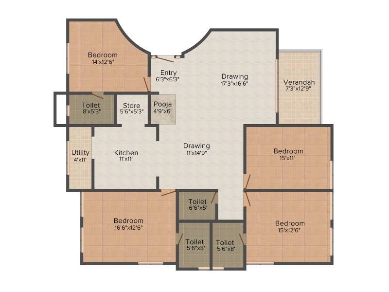 Aastha Everest Empire (4BHK+4T (3,105 sq ft) 3105 sq ft)
