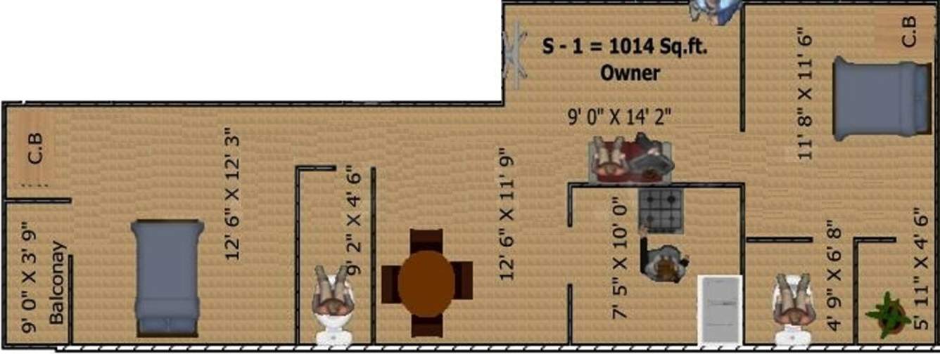 Achutha Homes Elite (2BHK+2T (1,014 sq ft) 1014 sq ft)