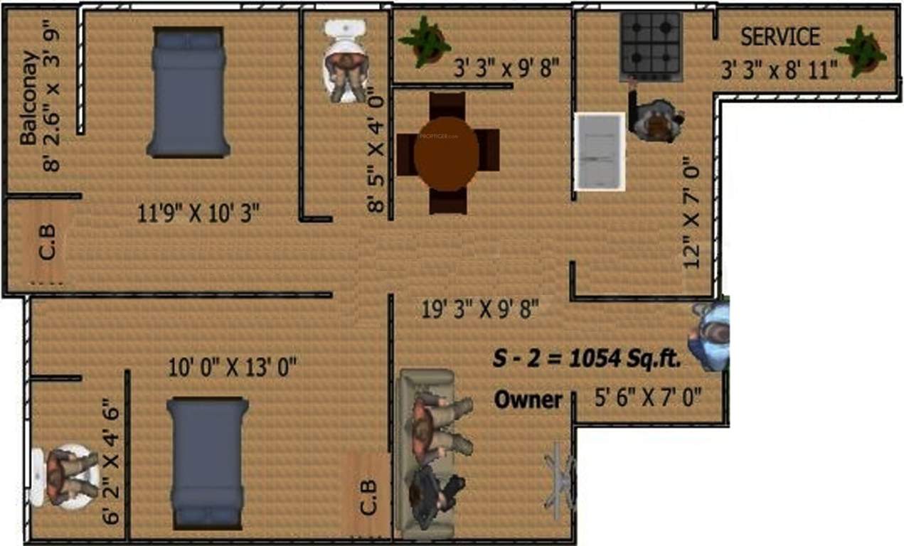 Achutha Homes Elite (2BHK+2T (1,054 sq ft) 1054 sq ft)