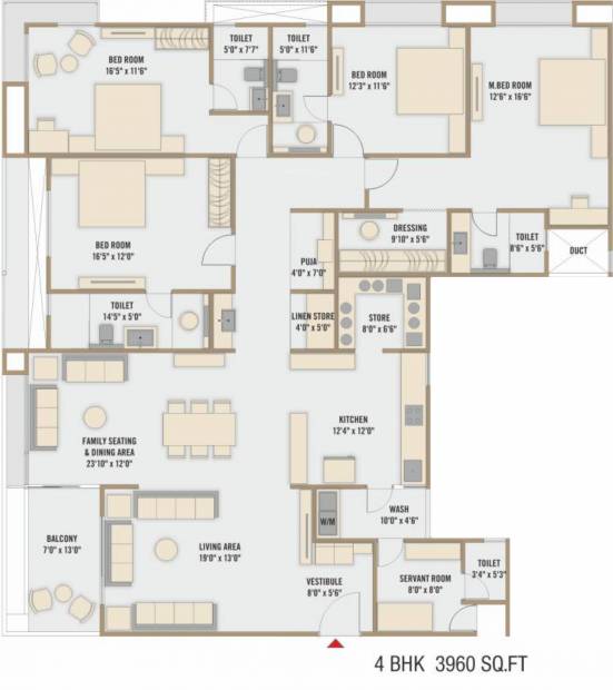 Excel Aagam Apartments (4BHK+4T (3,960 sq ft) + Servant Room 3960 sq ft)