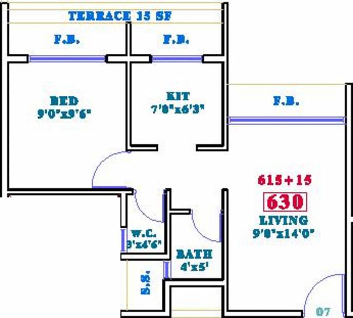 Siddharth Geetanjali Bellezza (1BHK+1T (630 sq ft) 630 sq ft)