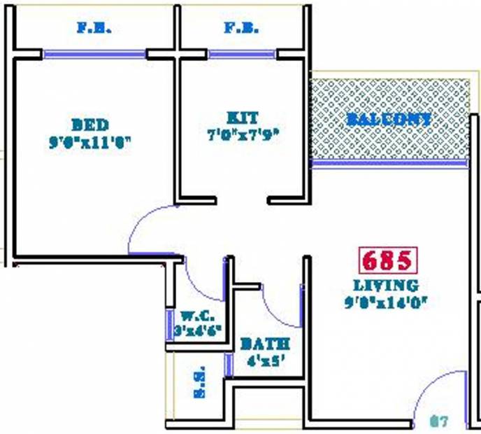Siddharth Geetanjali Bellezza (1BHK+1T (685 sq ft) 685 sq ft)