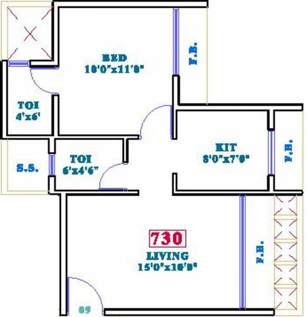 Siddharth Geetanjali Bellezza (1BHK+2T (730 sq ft) 730 sq ft)