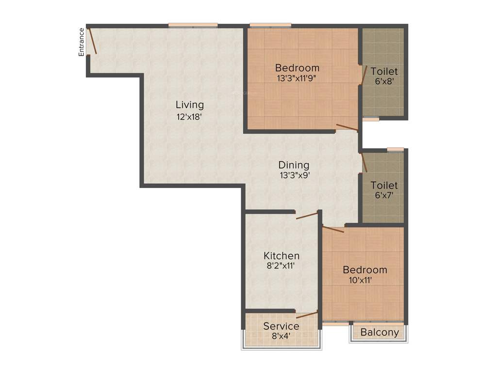 Hexa Sunflower (2BHK+2T (1,153 sq ft) 1153 sq ft)