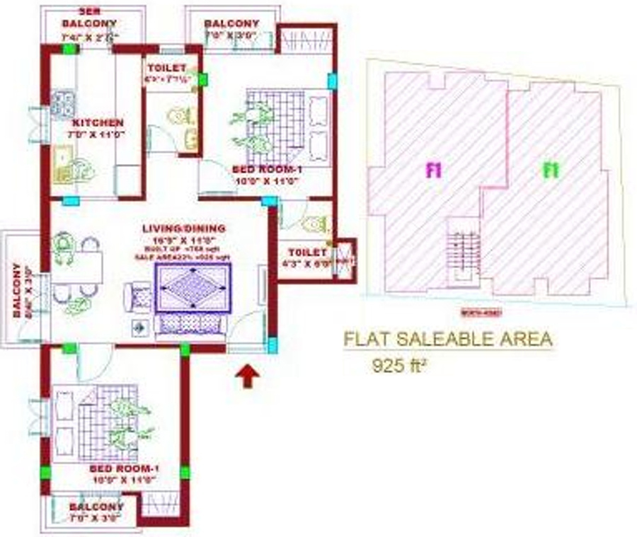 Bamana Pine (2BHK+2T (925 sq ft) 925 sq ft) Bamana Pine (2BHK+2T (925 sq ft) 925 sq ft)