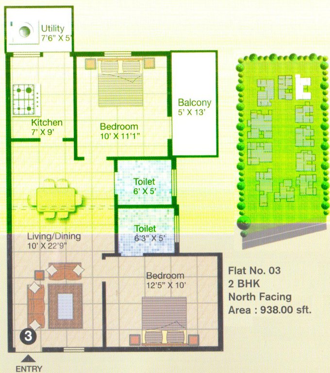 AM Heritage RG (2BHK+2T (938 sq ft) 938 sq ft)