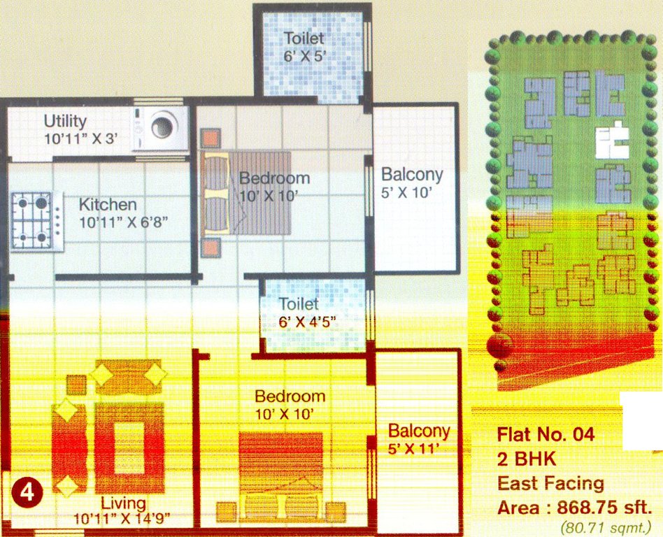 AM Heritage RG (2BHK+2T (869 sq ft) 869 sq ft)