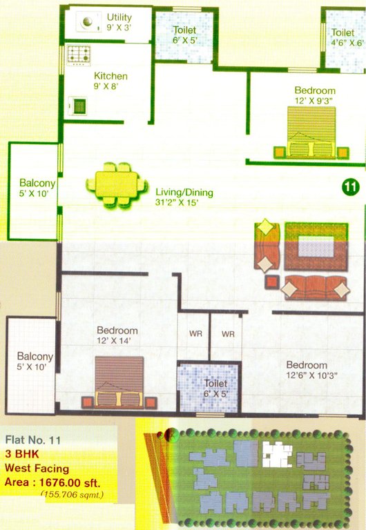 AM Heritage RG (3BHK+3T (1,676 sq ft) 1676 sq ft)