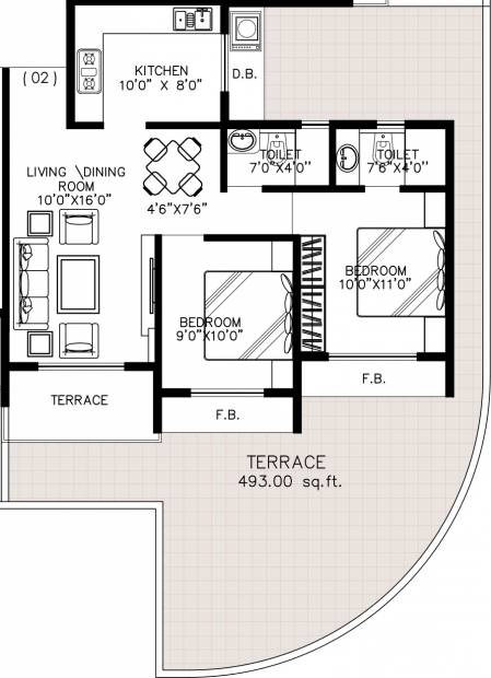 Shree Mukund The Ambience Garden (2BHK+2T (1,195 sq ft) 1195 sq ft)