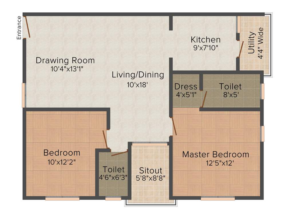 Riverstone Chancellor (2BHK+2T (1,160 sq ft) 1160 sq ft)